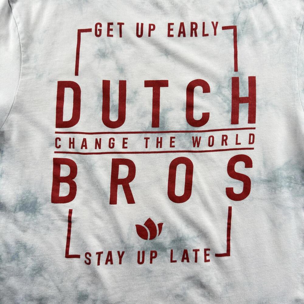 Dutch Bros Coffee Women's Tie-Dye T-Shirt with Red Logo Size Medium SEE PICS - Picture 10 of 11